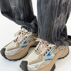 Men's Mech Black Rattlesnake Dad Shoes - Retro 90s Warrior Sports Sneakers for Couples, Stylish Running Footwear, National Trend