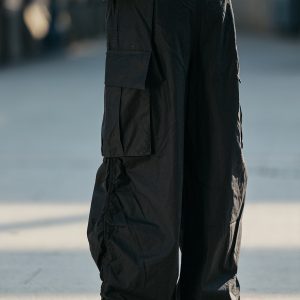 Men's Military Cargo Pants with Closed Pleated Design and Multiple Pockets - Tapered Casual Long Pants