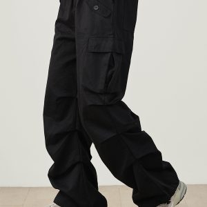 Men's Multi-Pocket Loose Double-Pleat Cargo Pants - Windproof Japanese Casual Style for Outdoor Adventures, National Trend