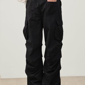 Men's Multi-Pocket Loose Double-Pleat Cargo Pants - Windproof Japanese Casual Style for Outdoor Adventures, National Trend