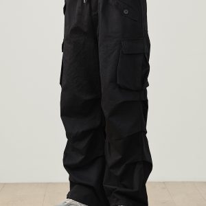 Men's Multi-Pocket Loose Double-Pleat Cargo Pants - Windproof Japanese Casual Style for Outdoor Adventures, National Trend