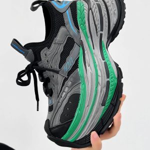 Men's Paris Black Knight Dad Shoes - Retro Thick-Soled Height-Increasing Sports Sneakers for Couples - Trendy European Style