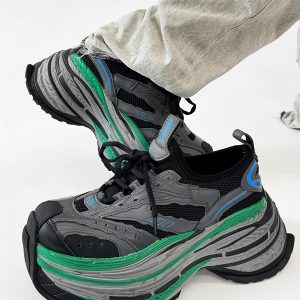 Men's Paris Black Knight Dad Shoes - Retro Thick-Soled Height-Increasing Sports Sneakers for Couples - Trendy European Style