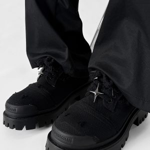 Men's Paris Canvas Derby Shoes, Height-Increasing, Round Toe, Distressed Denim, Thick-Soled British Style Commuting Footwear