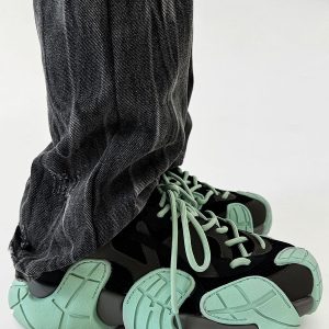 Men's Retro Black Knight Octopus Dad Shoes - Breathable Mesh Hiking Sneakers for Couples with Big Toe Design