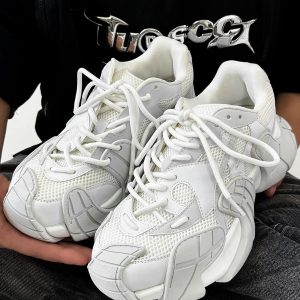 Men's Retro Black Knight Octopus Dad Shoes - Breathable Mesh Hiking Sneakers for Couples with Big Toe Design