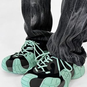 Men's Retro Black Knight Octopus Dad Shoes - Breathable Mesh Hiking Sneakers for Couples with Big Toe Design