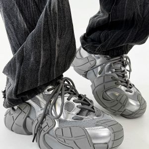 Men's Retro Black Knight Octopus Dad Shoes - Breathable Mesh Hiking Sneakers for Couples with Big Toe Design