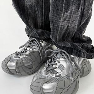 Men's Retro Black Knight Octopus Dad Shoes - Breathable Mesh Hiking Sneakers for Couples with Big Toe Design