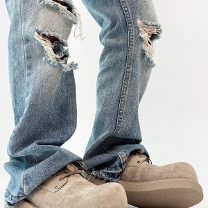 Men's Retro Brown Suede Derby Shoes with Mickey Mouse Design, Thick-Soled British Style, Trendy Oversized Footwear