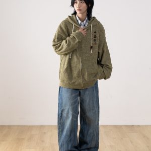 Men's Retro Distressed Straight-Leg Jeans with Lightning Pattern - Gradient Wide-Leg Style for a 90s American Fashion Look