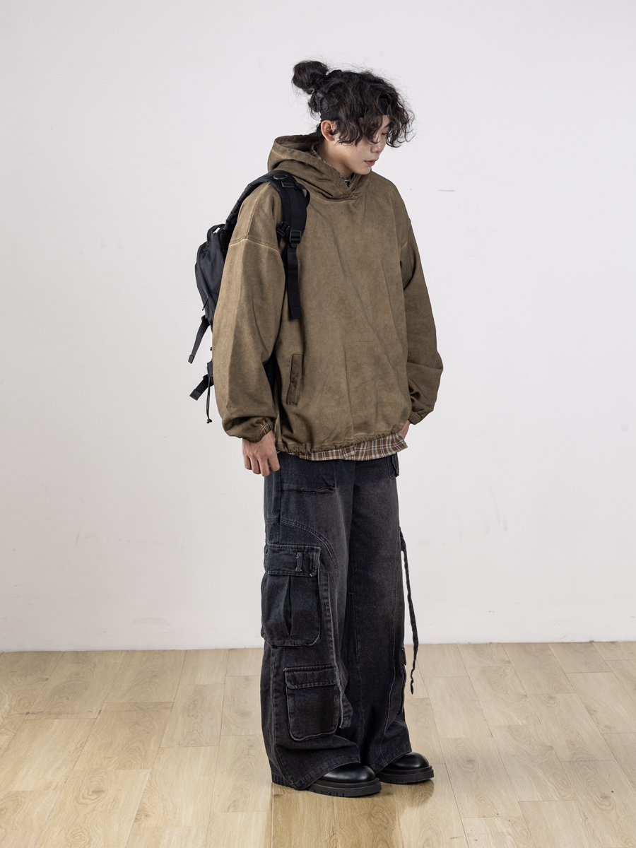 Men's Retro Patchwork Cargo Jeans with 3D Pockets - Loose Fit Commuting Casual Long Pants, Perfect for Y2K Style Men's Retro Patchwork Cargo Jeans with 3D Pockets - Loose Fit Commuting Casual Long Pants, Perfect for Y2K Style