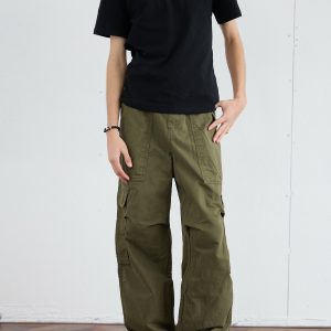 Men's Retro Wide-Leg Pleated Casual Pants with Large Pockets - Loose Straight American Style Trousers