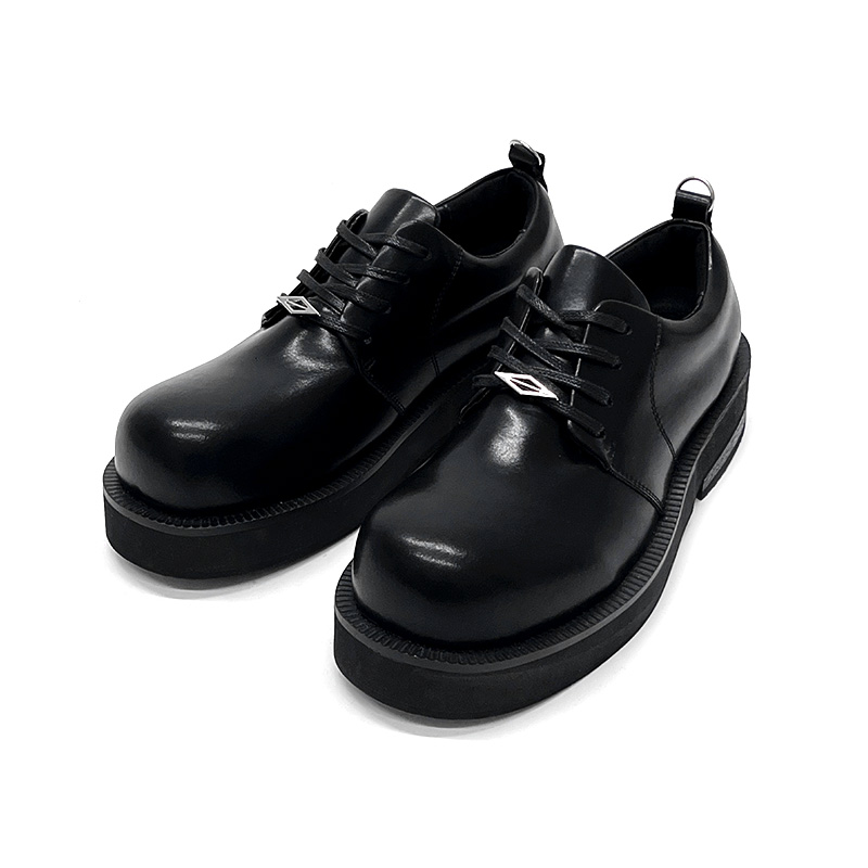 Men's Round-Toe Derby Shoes in Genuine Leather, High-End British Style, Trendy Thick-Soled, Height-Increasing Dress Shoes