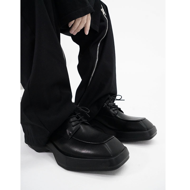 Men's Square-Toed Thick-Soled Derby Shoes - High-End British Style, Versatile Genuine Leather Business Casual Footwear