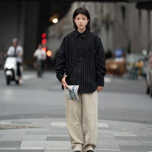 Men's Striped Long Sleeve Shirt with Heavy Industry Collar - Versatile Spring Commuter Wear