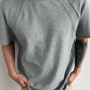 Men's Structured Short Sleeve T-Shirt in 300g Spandex Space Cotton, Wrinkle-Resistant Boxy Fit for Casual Y2K Style