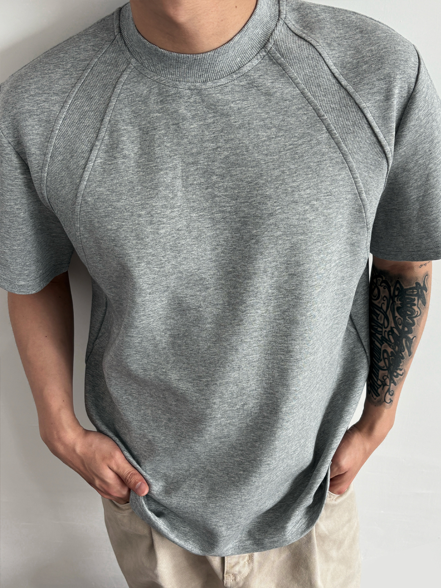 Men's Structured Short Sleeve T-Shirt in 300g Spandex Space Cotton, Wrinkle-Resistant Boxy Fit for Casual Y2K Style Men's Structured Short Sleeve T-Shirt in 300g Spandex Space Cotton, Wrinkle-Resistant Boxy Fit for Casual Y2K Style