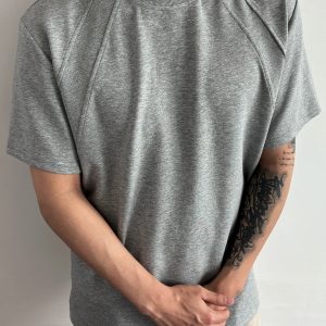 Men's Structured Short Sleeve T-Shirt in 300g Spandex Space Cotton, Wrinkle-Resistant Boxy Fit for Casual Y2K Style