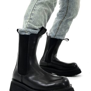 Men's Suede High-Top Chelsea Boots, Thick-Soled Martin Boots, Genuine Leather Motorcycle Boots, Trendy American Style Footwear