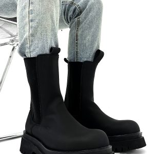 Men's Suede High-Top Chelsea Boots, Thick-Soled Martin Boots, Genuine Leather Motorcycle Boots, Trendy American Style Footwear