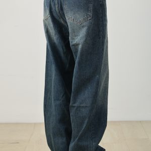 Men's Summer Heavyweight Washed Micro-Flare Denim Pants, American Retro Workwear Wide-Leg Style