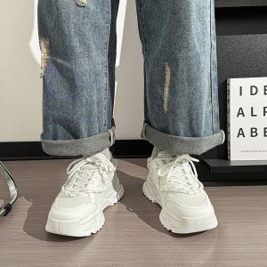 Men's Thick Sole Sports Casual Sneakers - 2025 Original Design White Mesh Breathable Dad Shoes for 90s Y2K Style