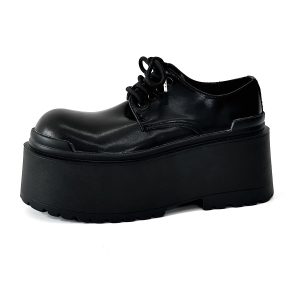 Men's Thick-Soled 10CM Height-Increasing Derby Shoes - Stylish Platform Design for a High-End, Oversized Look