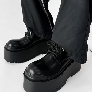 Men's Thick-Soled 10CM Height-Increasing Derby Shoes - Stylish Platform Design for a High-End, Oversized Look