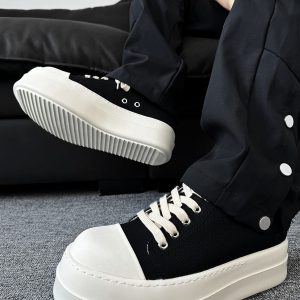 Men's Thick-Soled Canvas Shoes, High Street Sports Platform Derby Sneakers, Commuting Style for Couples, Height-Increasing Design