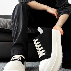 Men's Thick-Soled Canvas Shoes, High Street Sports Platform Derby Sneakers, Commuting Style for Couples, Height-Increasing Design