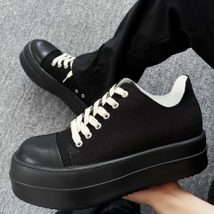 Men's Thick-Soled Canvas Shoes, High Street Sports Platform Derby Sneakers, Commuting Style for Couples, Height-Increasing Design