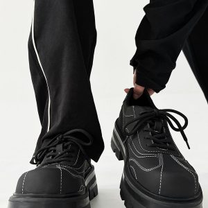 Men's Thick-Soled Derby Shoes - High-End Matte Finish, Height-Increasing Design, British Style Platform Footwear for Commuting