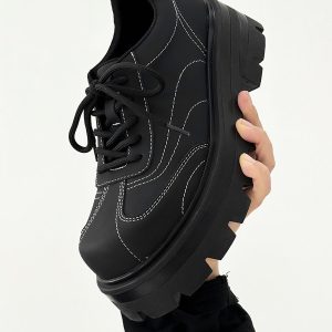 Men's Thick-Soled Derby Shoes - High-End Matte Finish, Height-Increasing Design, British Style Platform Footwear for Commuting