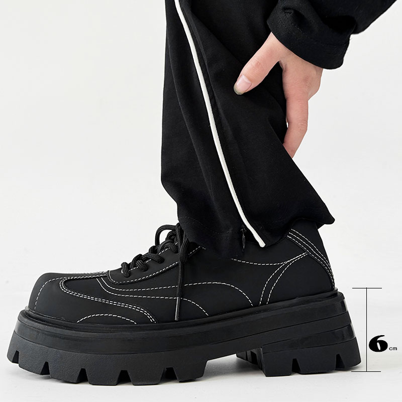 Men's Thick-Soled Derby Shoes - High-End Matte Finish, Height-Increasing Design, British Style Platform Footwear for Commuting