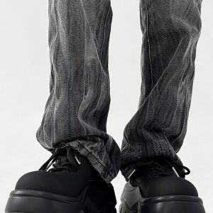 Men's Thick-Soled Derby Shoes, Matte Finish, Round Toe, Height-Increasing Platform, All-Black Sporty Dad Shoes, Trendy Footwear