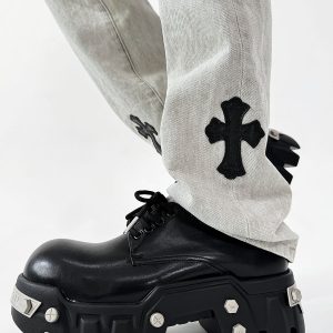 Men's Thick-Soled Derby Shoes with Elevated Height, Gear-Bottom Leather Platform Footwear, Stylish Casual Fashion