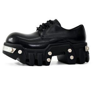 Men's Thick-Soled Derby Shoes with Elevated Height, Gear-Bottom Leather Platform Footwear, Stylish Casual Fashion