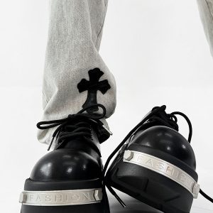 Men's Thick-Soled Derby Shoes with Elevated Height, Gear-Bottom Leather Platform Footwear, Stylish Casual Fashion