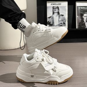 Men's Thick-Soled High-Top Shoes, Summer Mesh Breathable Sports Casual Footwear, Versatile White Sneakers