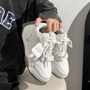 Men's Thick-Soled High-Top Shoes, Summer Mesh Breathable Sports Casual Footwear, Versatile White Sneakers