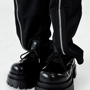 Men's Thick-Soled Platform Derby Shoes - High-End Korean Style Round-Toe Leather, Trendy Height-Increasing British Design