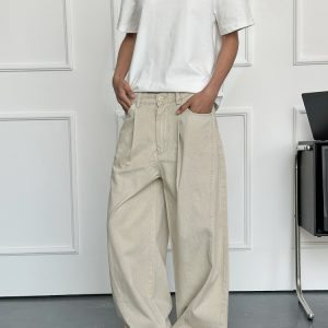 Men's Vintage Casual Wide-Leg Trousers - Retro Deconstruction Cut, Loose Fit, Reverse Design, 90s Style Pants