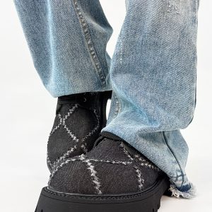 Men's Yellow Derby Shoes, Height-Increasing, Round-Toe, Oversized, British Retro Mickey Thick-Soled Leather for Trendy Commuting Style