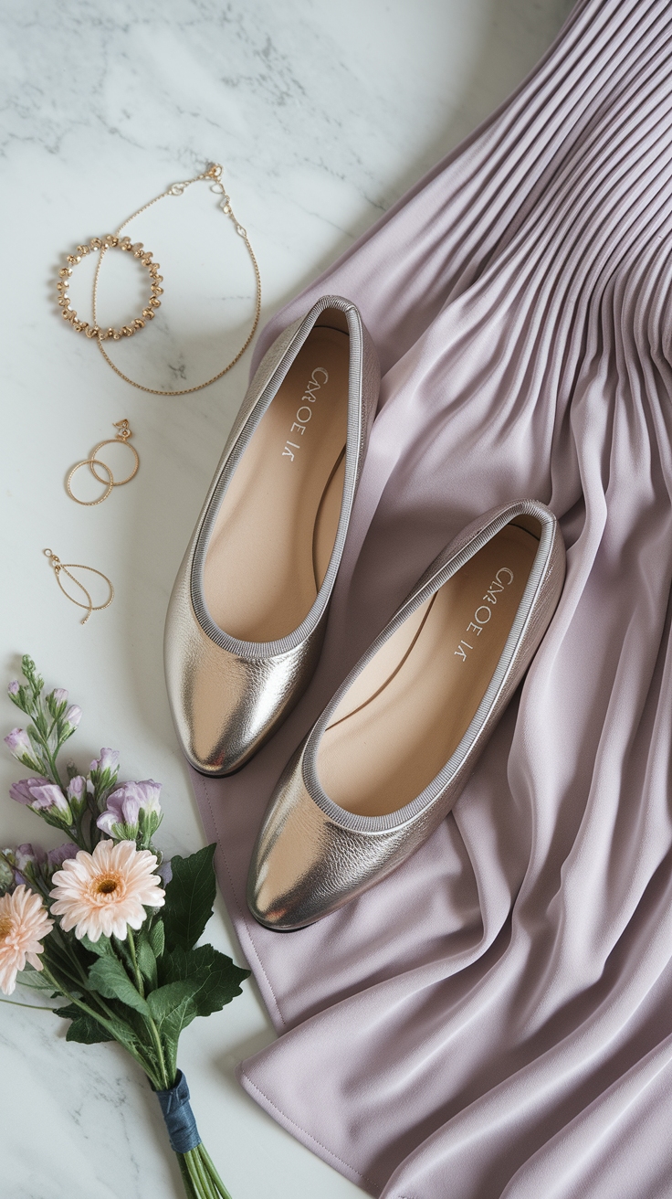 Metallic Ballet Flats Outfit for Effortless Elegance outfit idea