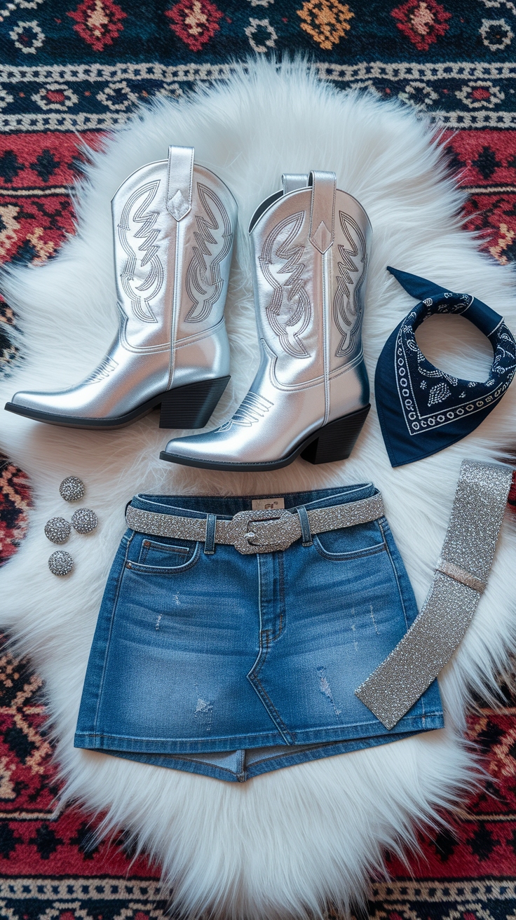 Trendy Metallic Cowgirl Boots for Fashion-Forward Style outfit idea