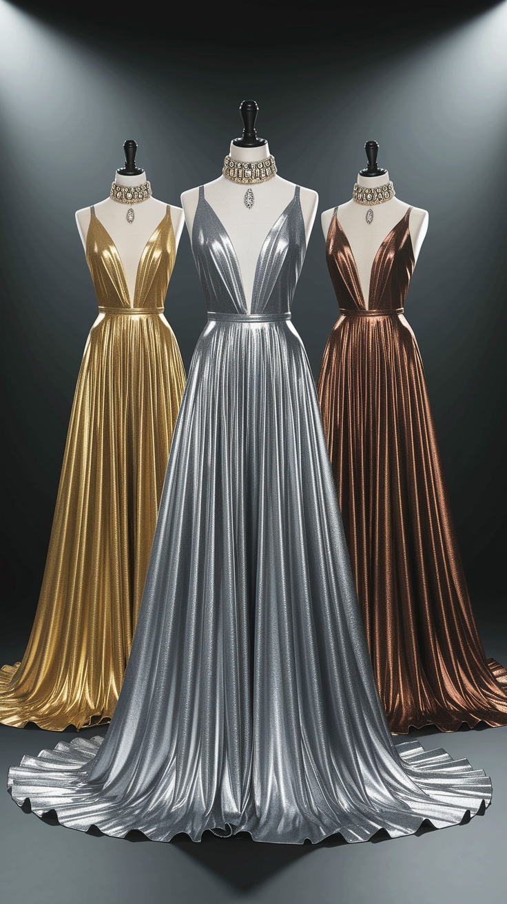 Chic Metallic Dresses Long for a Dazzling Look outfit idea