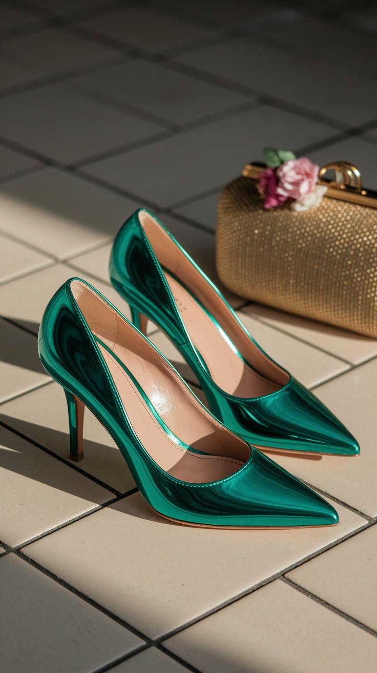 Make a Statement with Metallic Green Heels outfit idea