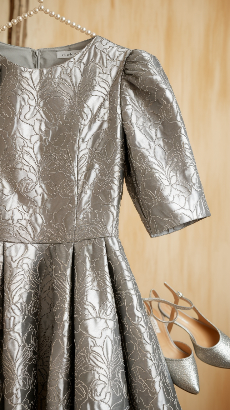 Chic Metallic Jacquard Dress Styles for Parties outfit idea