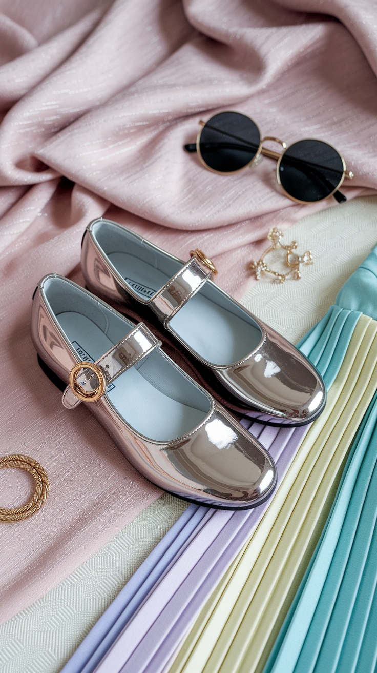 Metallic Mary Janes Outfit for Vintage Vibes outfit idea